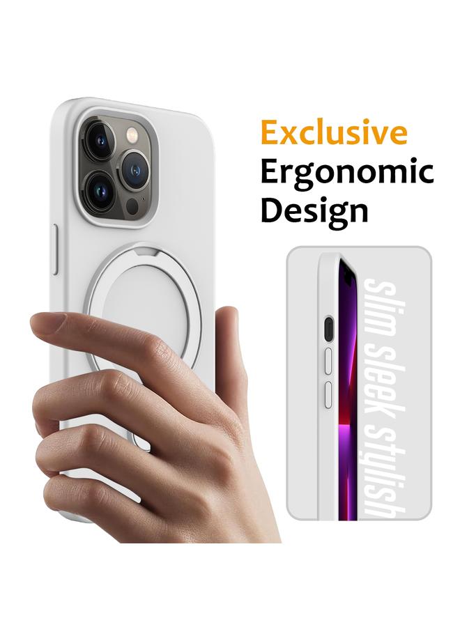 زبون جراب لهاتف iPhone 13 Pro Max مصنوع من السيليكون السائل المغناطيسي MagSafe مع حامل حلقي - Image 2