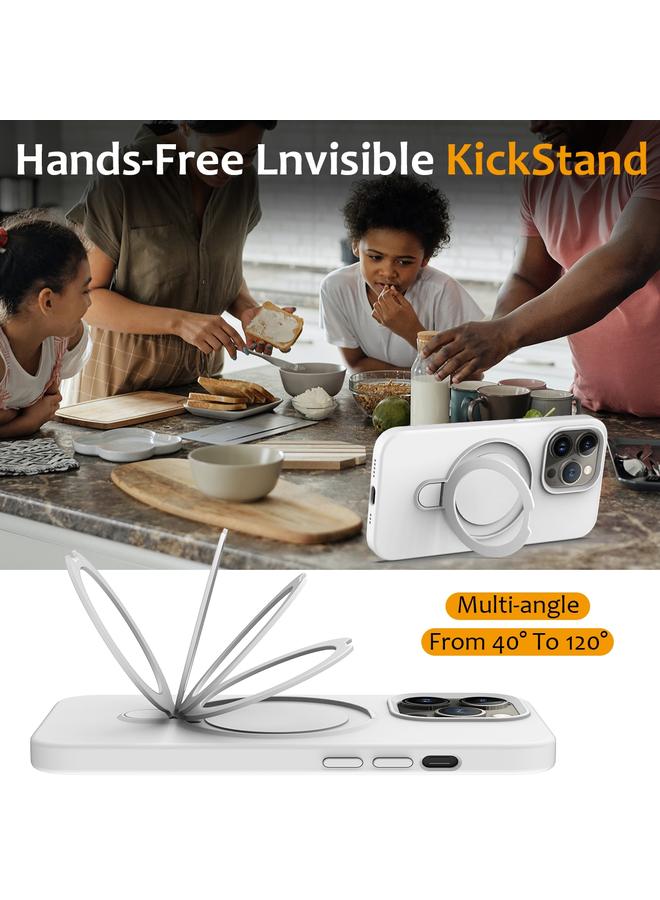 زبون جراب لهاتف iPhone 13 Pro Max مصنوع من السيليكون السائل المغناطيسي MagSafe مع حامل حلقي - Image 5