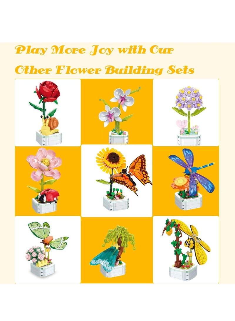 Educational Assembly Toys, Potted Plant Theme Building Block Toys, Creative Gift Desktop Ornaments Suitable For Children And Adults, Boys And Girls Over 3 Years Old(Songmeilan crystal flower pot 134pcs) - Image 4