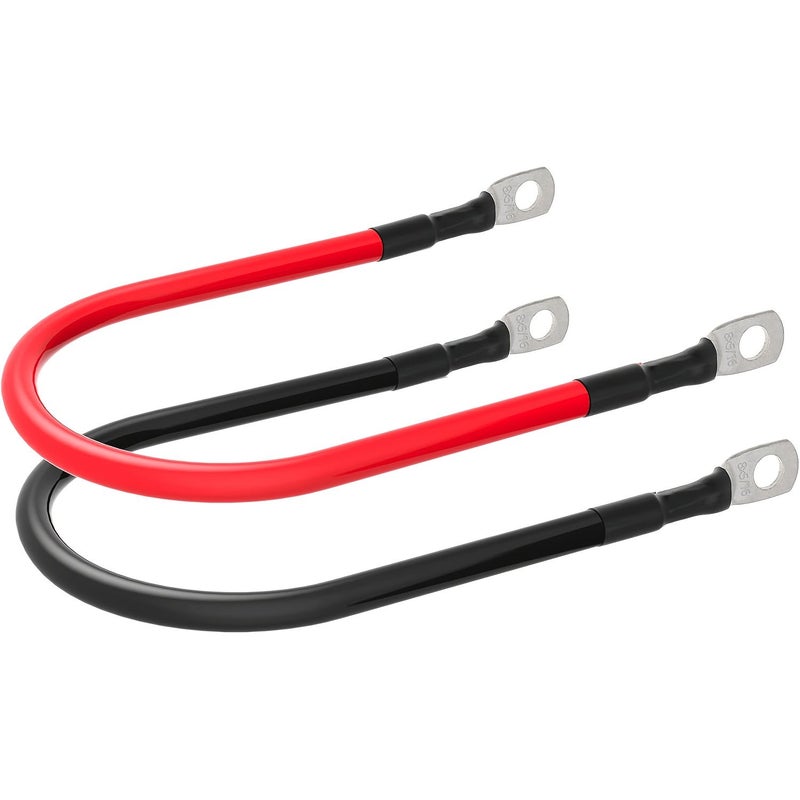 كابل بطارية 8 AWG مع أطراف 5/16 بوصة من كلا الطرفين، بطول 2 قدم، مجموعة مكونة من 4 قطع، أسلاك حمراء وسوداء للقوارب والسيارات والمركبات الترفيهية. - Image 3