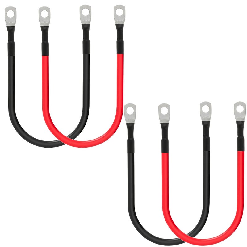 كابل بطارية 8 AWG مع أطراف 5/16 بوصة من كلا الطرفين، بطول 2 قدم، مجموعة مكونة من 4 قطع، أسلاك حمراء وسوداء للقوارب والسيارات والمركبات الترفيهية. - Image 4