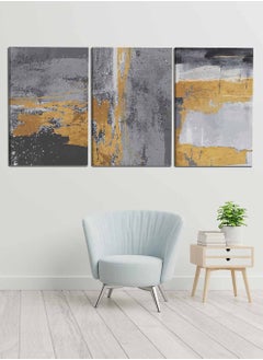 LOWHA Set Of 3 Framed Canvas Wall Arts Stretched Over Wooden Frame, Abstract Triptych Paintings, For Home, Living Room, Office Decor  - Image 3