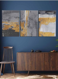LOWHA Set Of 3 Framed Canvas Wall Arts Stretched Over Wooden Frame, Abstract Triptych Paintings, For Home, Living Room, Office Decor  - Image 2