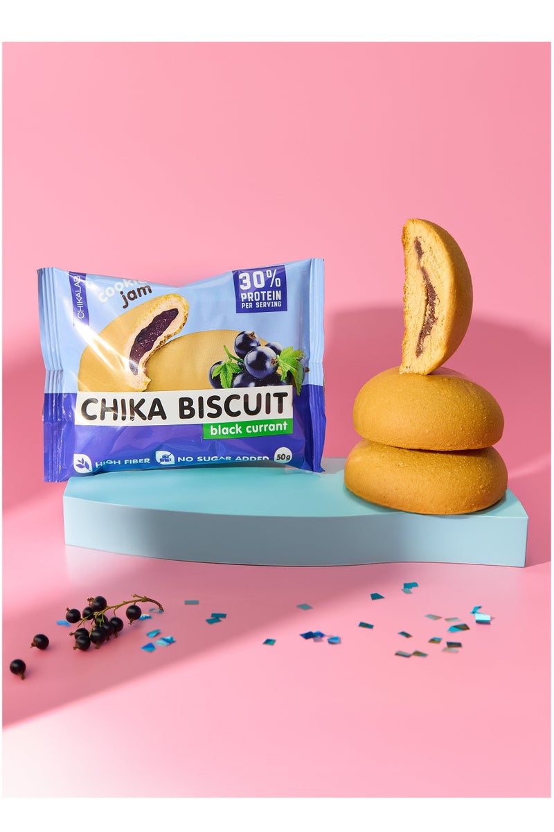 Chikalab Chika Biscuit Protein Cookie and Jam Black Currant Flavor High Fiber and No Sugar Added 9x50g - Image 5