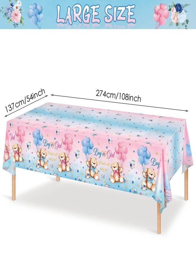 Capoda 3 Pcs Bear Baby Shower Tablecloths Gender Reveal Table Covers Rectangle Plastic Bear Table Cloths for Baby Shower Gender Reveal Party Decorations - Image 2