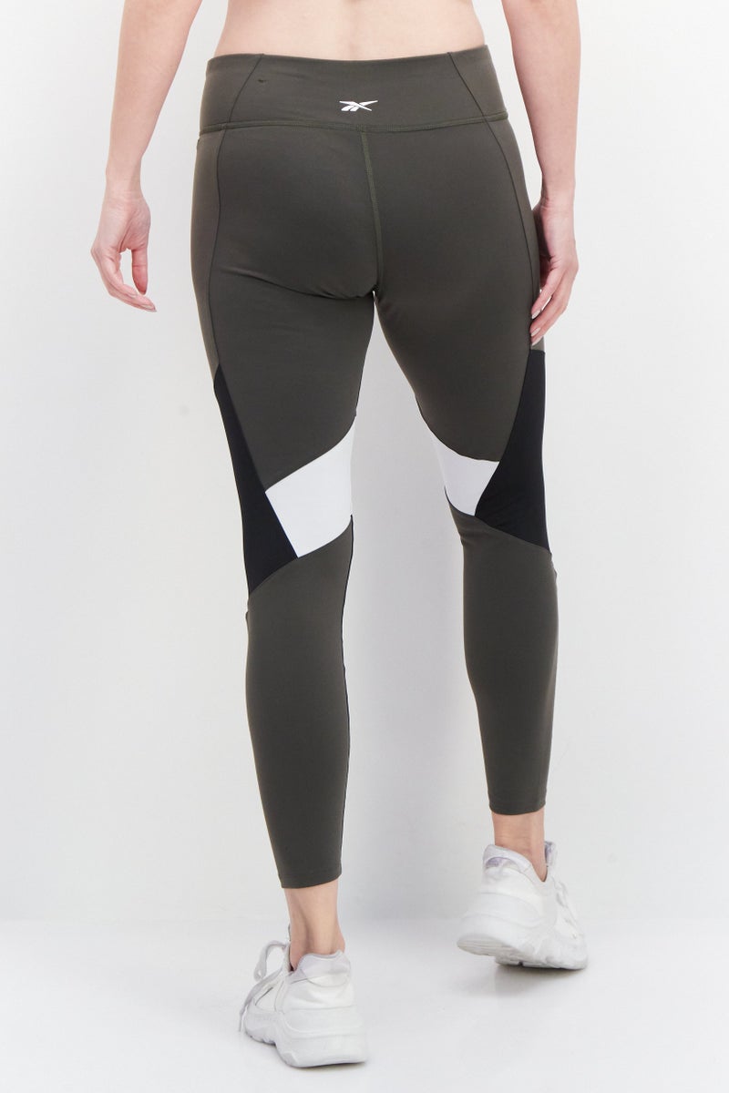 Reebok Women Sportswear Fit Colorblock Training Tights, Olive Combo - Image 3