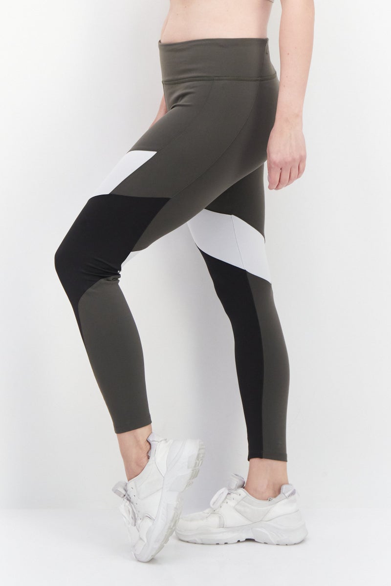 Reebok Women Sportswear Fit Colorblock Training Tights, Olive Combo - Image 4