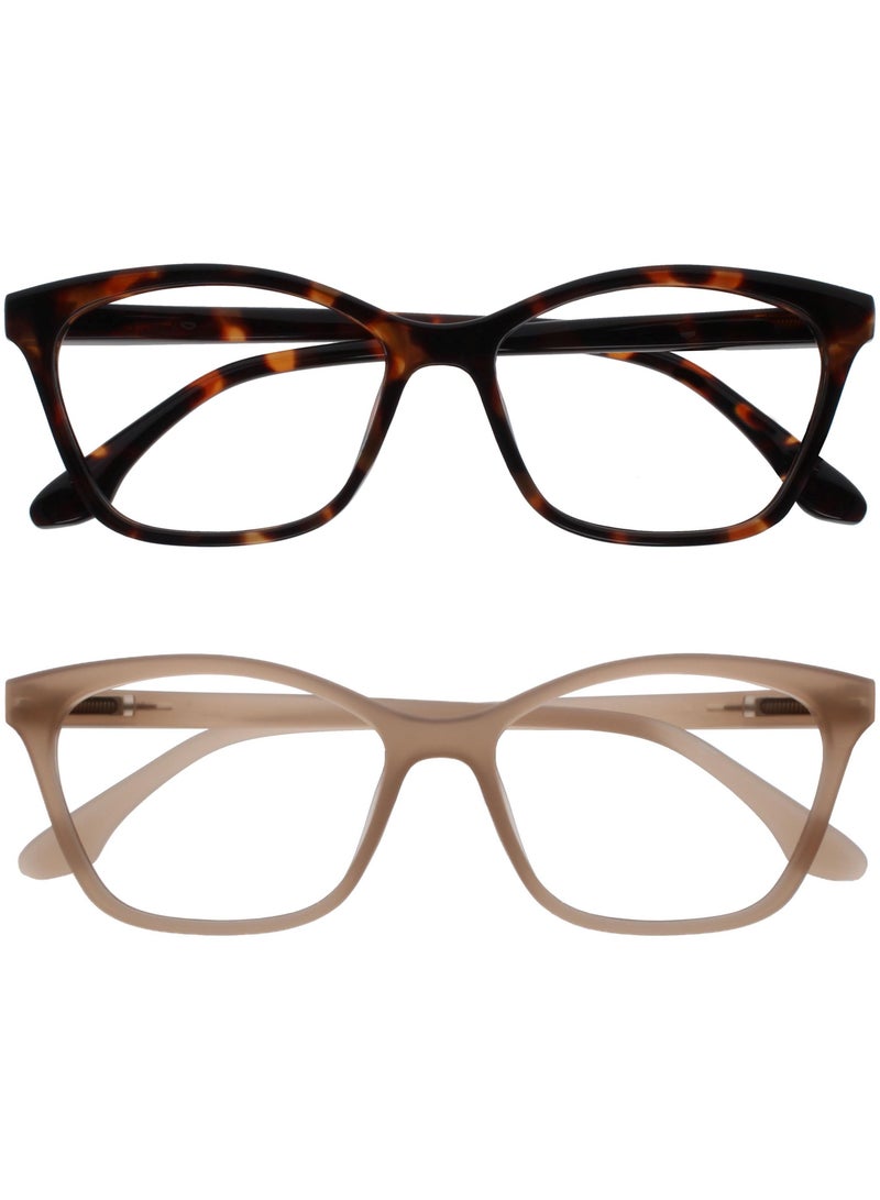 OPULIZE KAT Reading Glasses for Women Men, Cat-Eye Frame with Spring Hinges, Brown Taupe +1.50 (Pack of 2) - Image 1