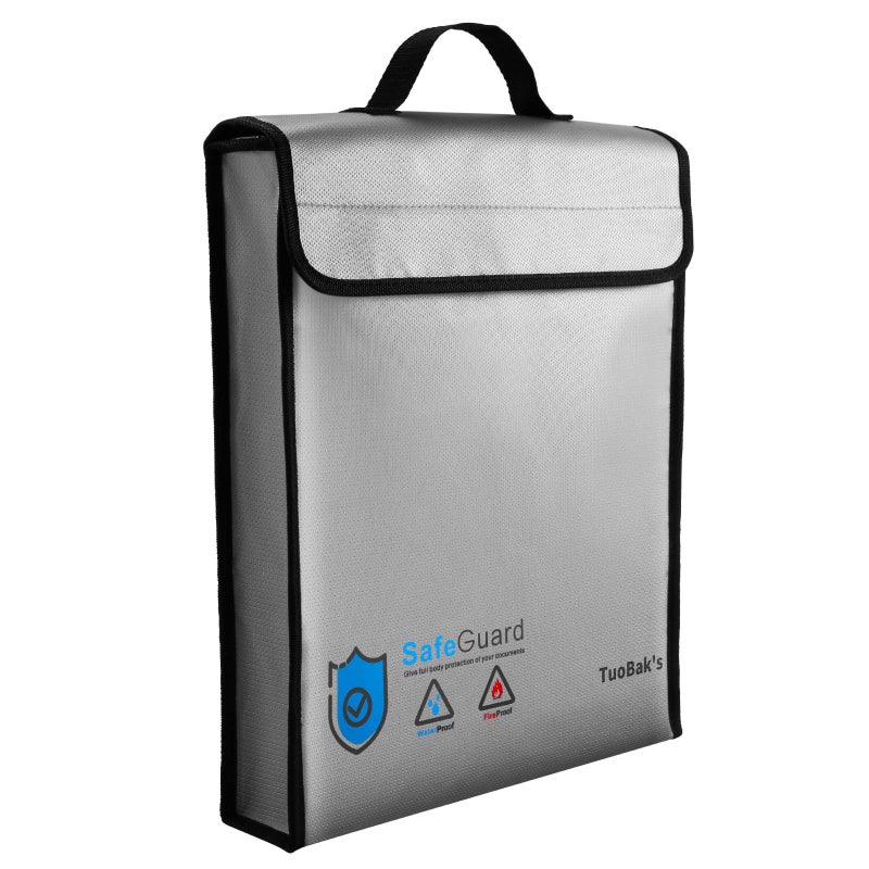 TuoBak's Fireproof Waterproof Document Bag with Zipper,Heat Insulated Upgraded Fireproof Document Bag 15.8â€x 12.6â€Ã—2.5â€ for Important Document Storage Organizer for Valuables, Legal Documents Safe - Image 1