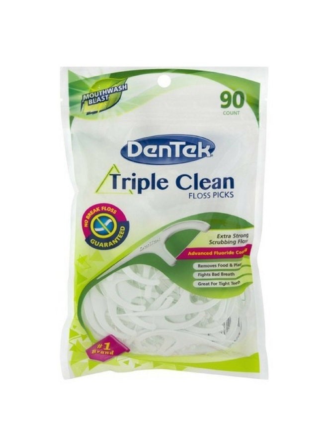 Triple Clean Floss Picks - 90 Pieces, Pack of 2