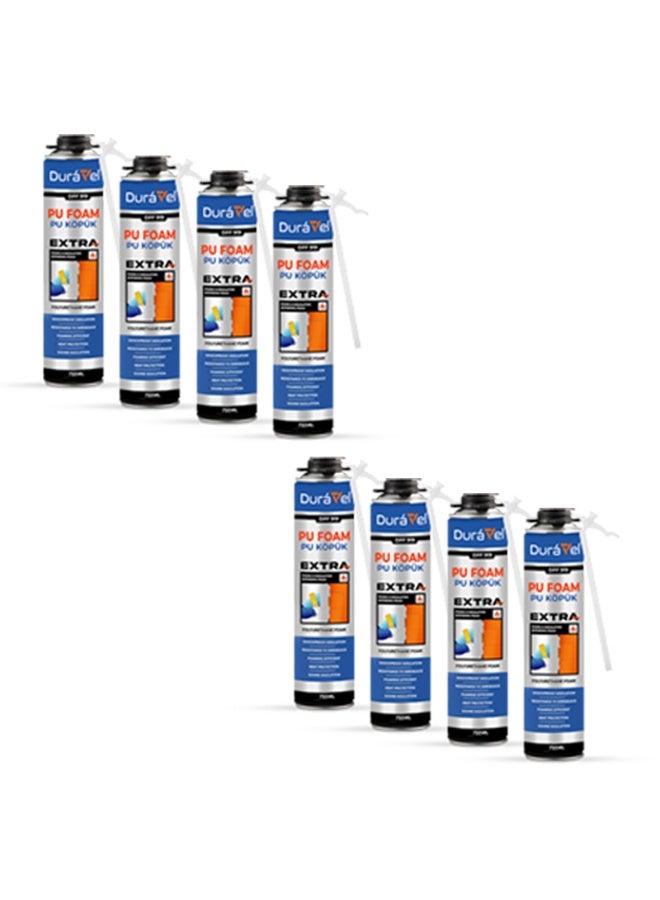 درافل مادة مانعة للتسرب من رغوة البولي يوريثان دورافيل، رغوة بولي يوريثان فائقة القوة، درجة احترافية، للحشو والعزل، 750 مل (عبوة من 8 قطع) - Image 1