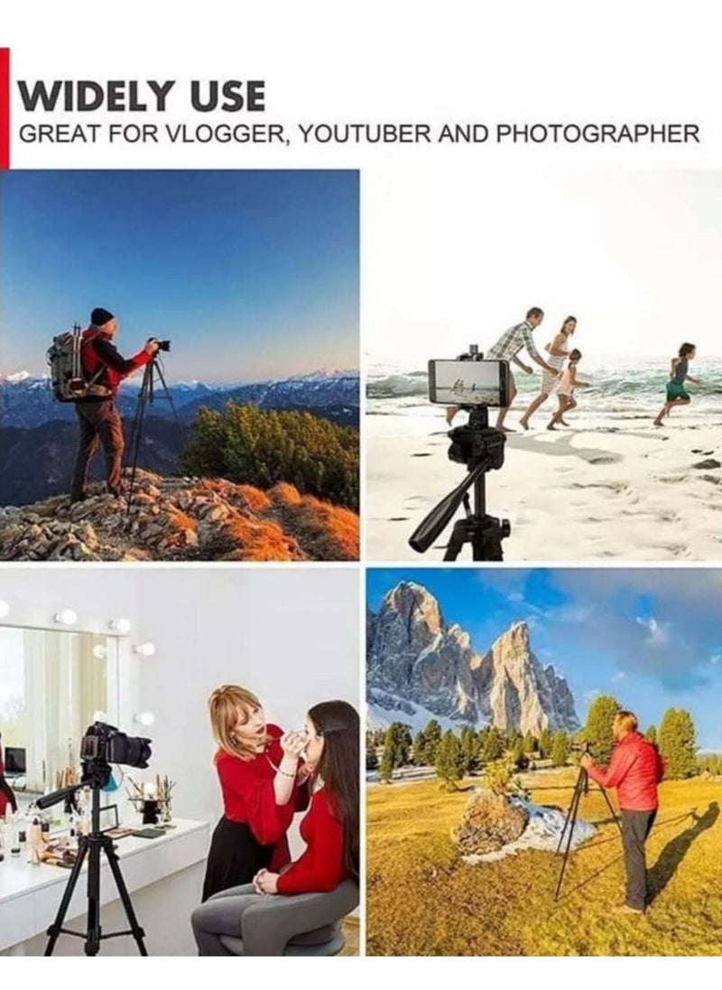 Camera Tripod with Travel Bag Cell Phone Tripod with Wireless Remote and Phone Holder Compatible with All Cameras Cell Phones Projector Webcam Spotting Scopes