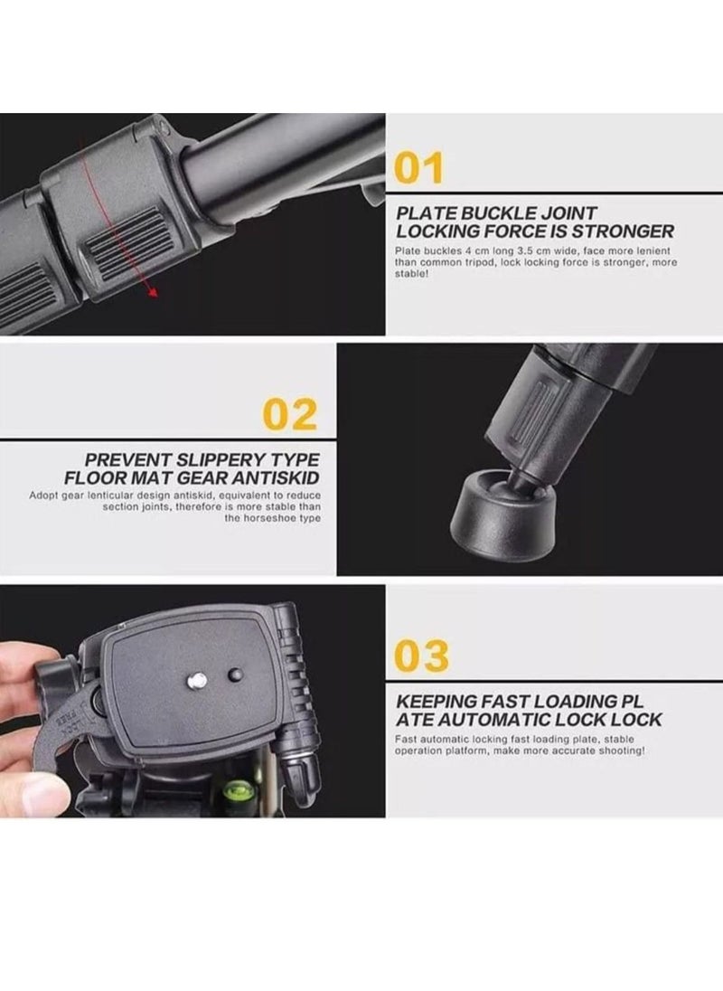 Camera Tripod with Travel Bag Cell Phone Tripod with Wireless Remote and Phone Holder Compatible with All Cameras Cell Phones Projector Webcam Spotting Scopes