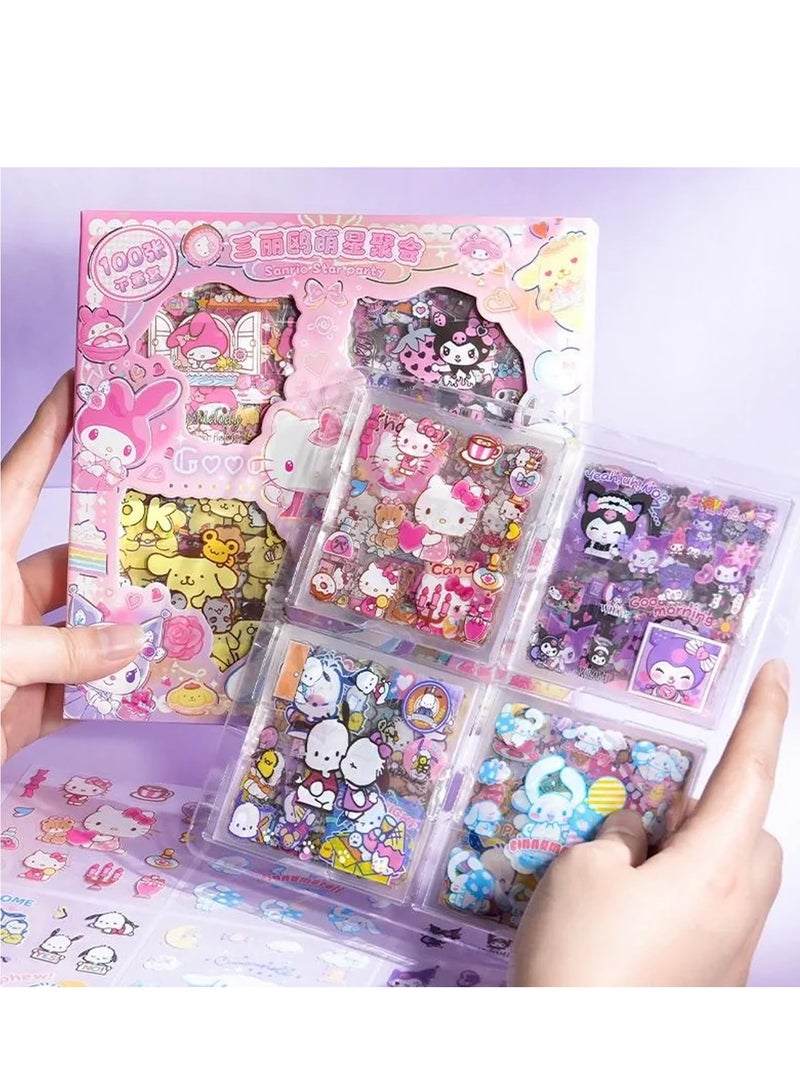 Cute Girl Stickers - 100 Sheets  Stickers Kit, Vinyl Cartoon Aesthetic Decorative Sticker Set, Ideal for Scrapbooking, Journaling, Laptops, and Room Decoration - Image 1