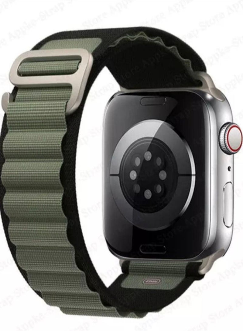 Replacement band for the Apple Watch black and green (olive) size 49