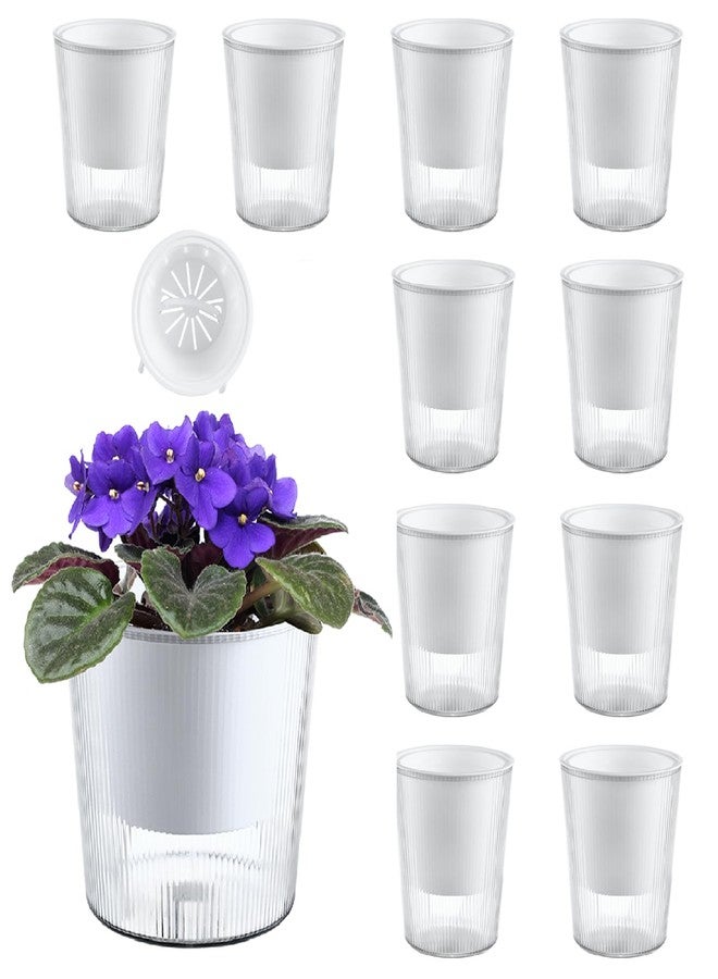 Planterhoma 10-Pack 4.5” Clear Self-Watering Pots for Indoor Plants Medium Orchid Flower Pot Plastic Wick Planters for African Violet, Home Decor Pot - Image 1