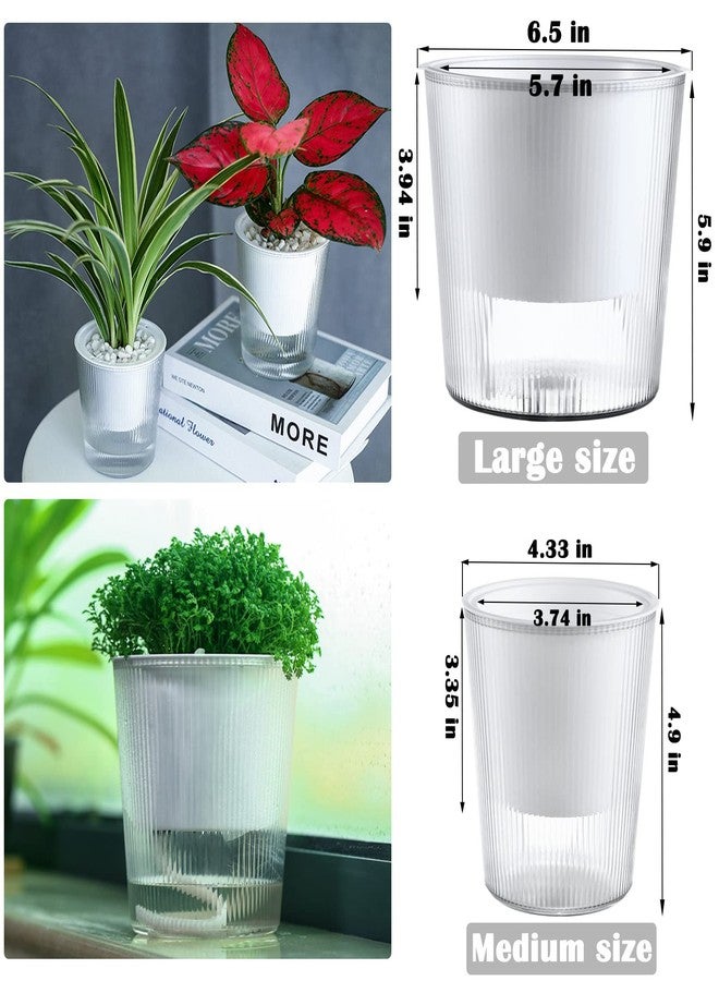 Planterhoma 10-Pack 4.5” Clear Self-Watering Pots for Indoor Plants Medium Orchid Flower Pot Plastic Wick Planters for African Violet, Home Decor Pot - Image 3