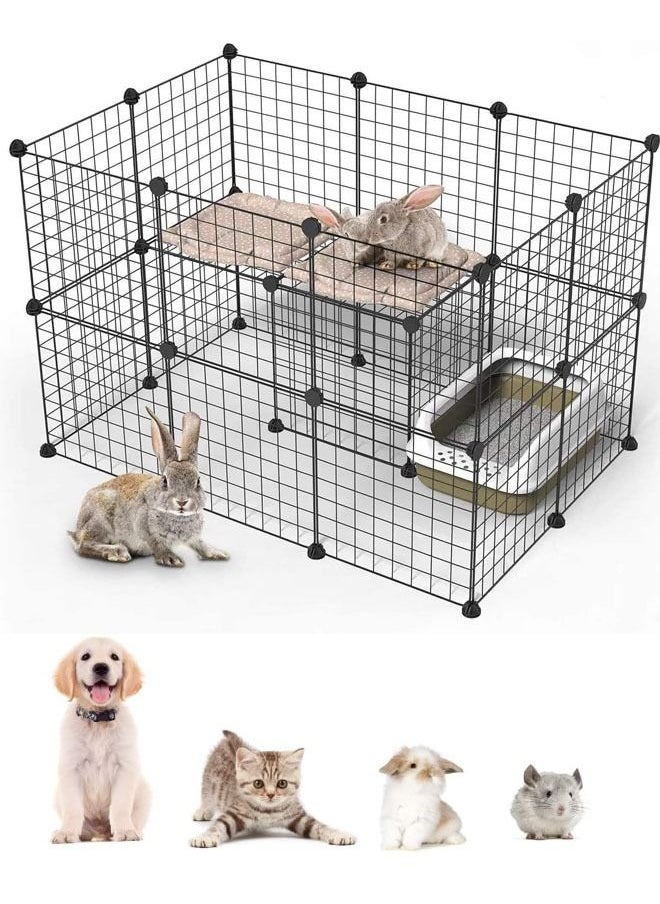 Generic - 24 Panels Metal Pet Playpen Small Animals Playpens Cage Portable Yard Fence Indoor Ideal for Rabbit Gerbil Puppy Pet Products DIY Metal Wire Yard Fence - Image 1