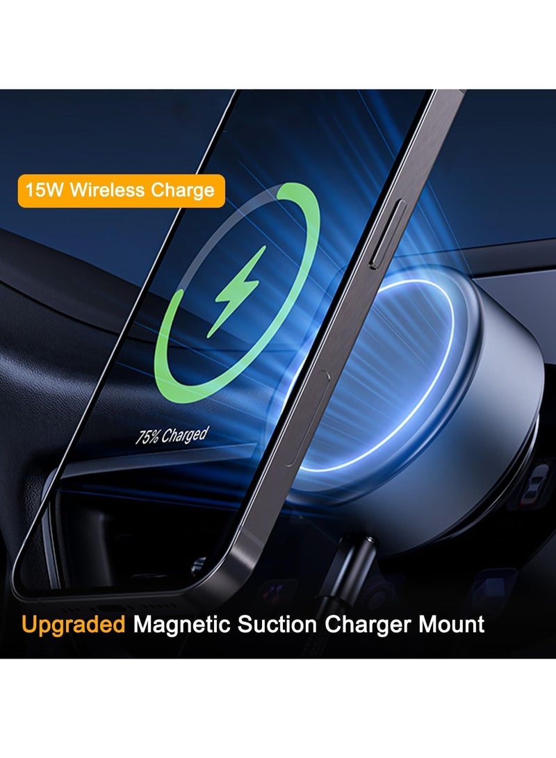 TIGER 15W Upgraded Vacuum Magnetic Wireless Charger Suction Phone Mount – Perfect for Car, Mirror, Gym, and Home Use, Fast Charging for iPhone 12/13/14/15/16 Series – Black - Image 2