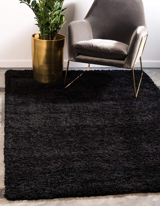 SOLID SHAG COLLECTION AREA RUG 5 1 X 8 RECTANGLE JET BLACK