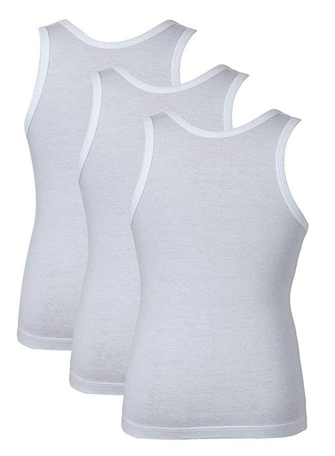 BODYCARE Boy's Cotton Regular Fit Plain Vest 80CMS Vest | Skin Friendly | U- Neck | Lightweight | Sleeveless Design | White Colour | Pack of 3 (7-8 Y) - Image 2