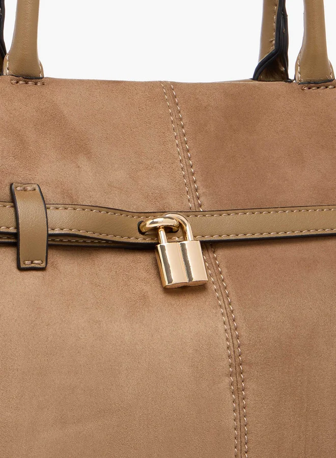 Celeste Solid Tote Bag with Detachable Strap and Button Closure
