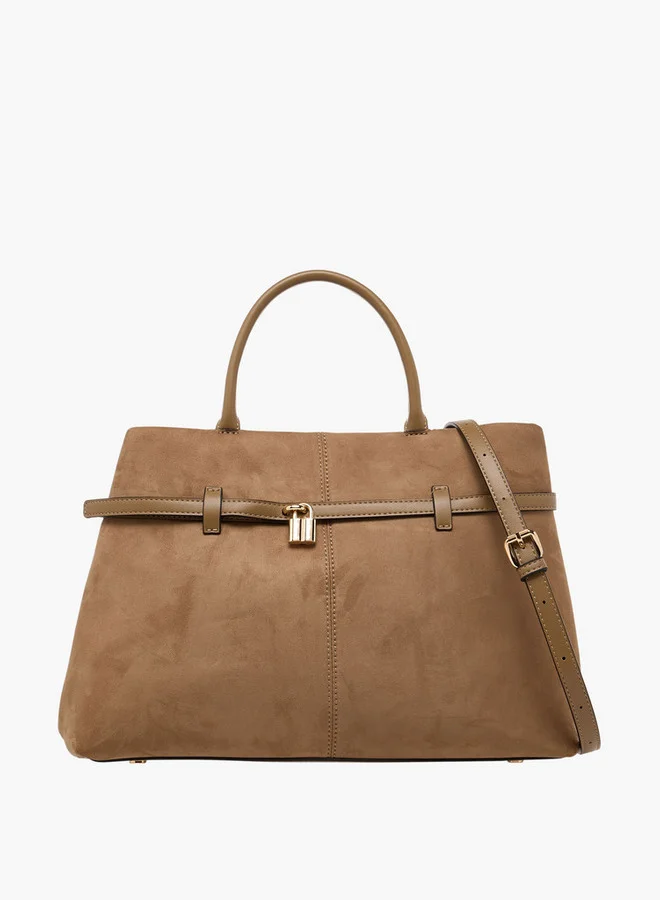 Celeste Solid Tote Bag with Detachable Strap and Button Closure