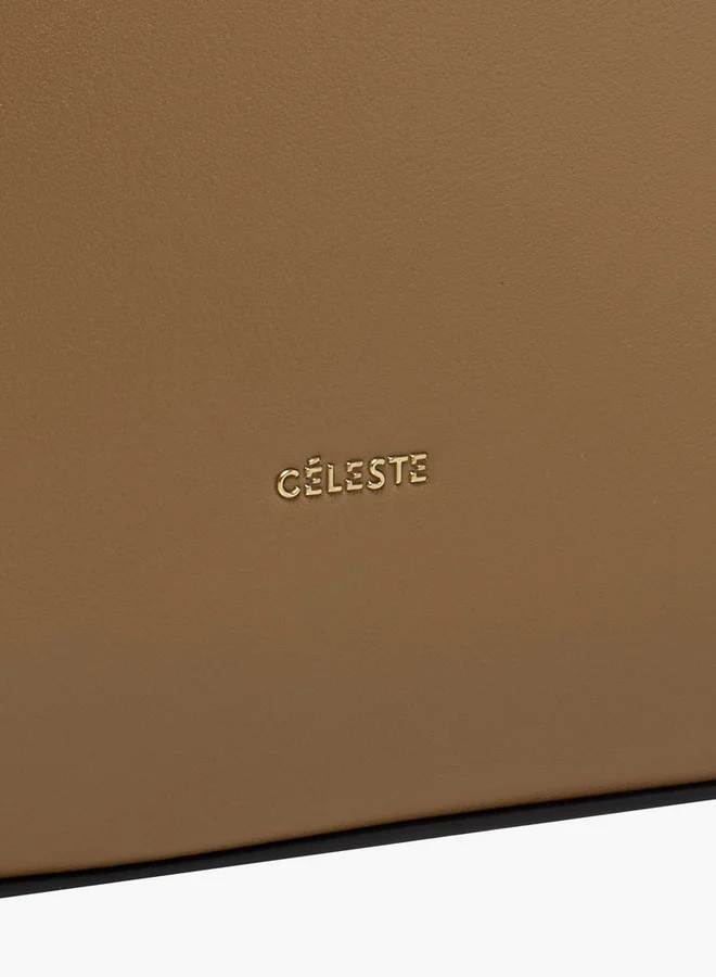 Celeste Solid Tote Bag with Detachable Strap and Button Closure