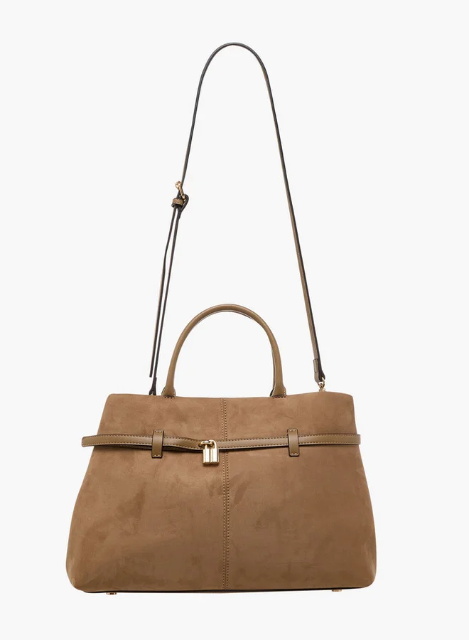 Celeste Solid Tote Bag with Detachable Strap and Button Closure