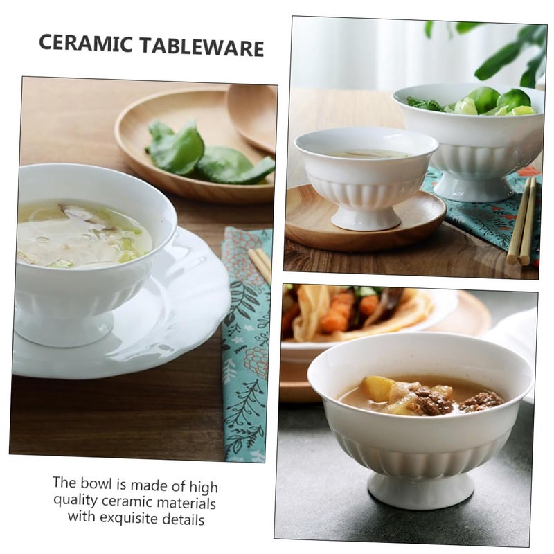 Ceramic Rice Bowl Set Microwave Safe Smooth Surface For Soup Porridge Noodles - Image 4