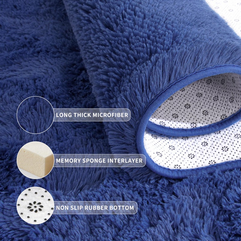 Tepook Super Soft Fluffy Rug for Bedroom, Modern Shaggy Fuzzy Kids Rugs for Living Room, Plush Indoor Nursery Home Decor Dorm Carpet with Non-Slip Bottom, Light Navy, 4 X 6 Feet - Image 5