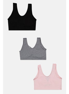 bebe Women 3Pcs Seamless Padded Bralette, Grey  - Image 3