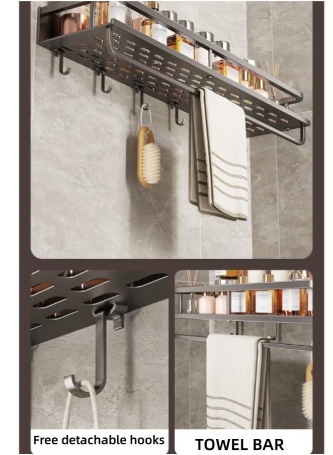 MLADEN جديد لاصق الجدار المثبتة التوابل رف مع 5 خطائص لا يلزم ثقب الفولاذ المقاوم للصدأ رفوف تخزين الجدار التوابل جرة تخزين رف المطبخ للمطبخ والحمام 50 سم رمادي - Image 5