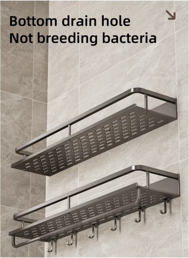 MLADEN جديد لاصق الجدار المثبتة التوابل رف مع 5 خطائص لا يلزم ثقب الفولاذ المقاوم للصدأ رفوف تخزين الجدار التوابل جرة تخزين رف المطبخ للمطبخ والحمام 50 سم رمادي - Image 4