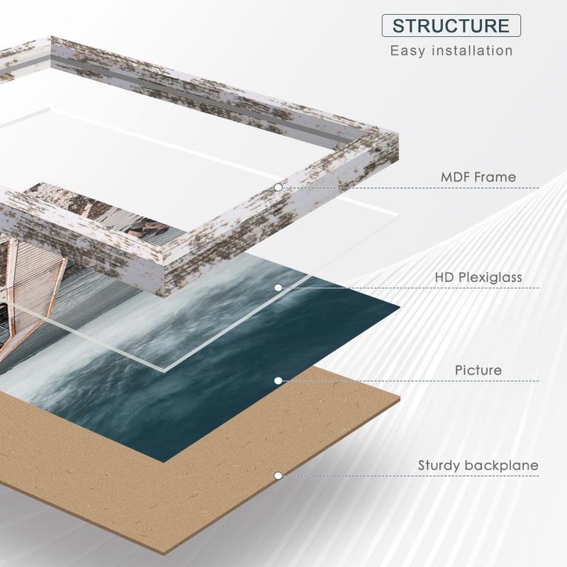 Fisnish 11x14 Picture Frame, for Tabletop Display, Horizontal or Vertical Wall Mounting, Distressed White - Image 4