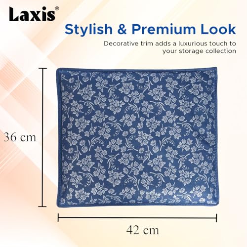LAXIS® Non-Woven Printed Single Saree Cover, Saree Bag Pack of 10Pcs, Transparent Saree Covers With Zip, Saree Covers For Storage, Wardrobe Organiser, Size-36x42x2cm (Blue) - Image 2