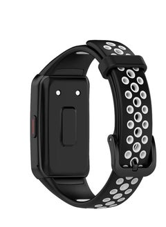 Generic Breathable Replacement Smart Watchband Bracelet for Honor Band 6 Strap Double Color (Black / White)  - Image 1
