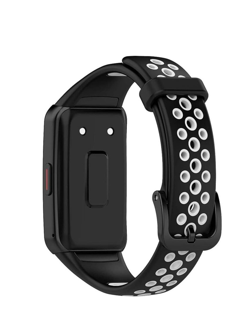 Breathable Replacement Smart Watchband Bracelet for Honor Band 6 Strap Double Color (Black / White) - Image 1