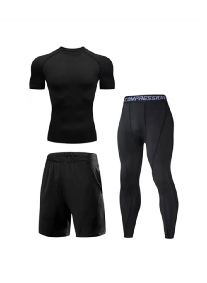 Joychic - 3 pieces durable Men's Sports with thermo-activity breathable Set Man Fitness Suit Gym comfort Running Yoga Athletic Jogging Workout Set Quick Dry Skin - Image 1