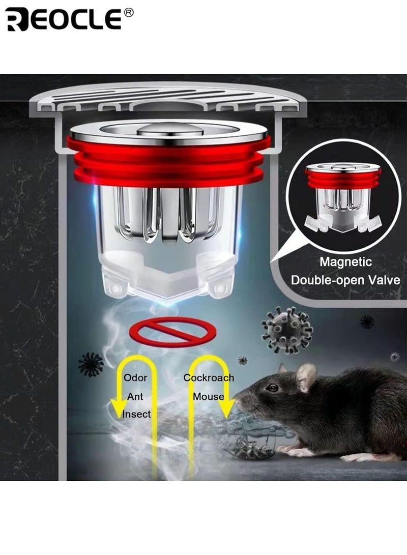 ريوكل 4 قطع مصفاة تصريف بالوعة الحمام البلاستيكية مطلية بالكامل مضادة للرائحة مرشح شبكة مضادة للانسداد مناسبة لمصارف حوض الاستحمام في المطبخ تصميم مقاوم للصدأ - Image 2