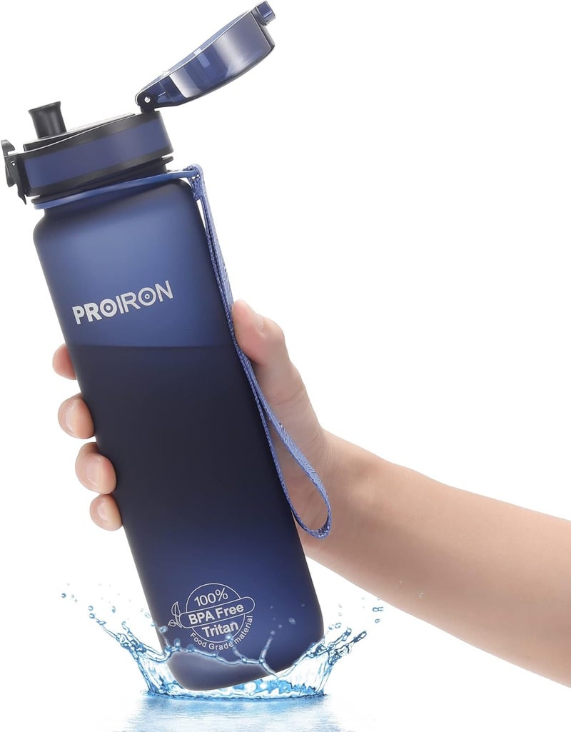 PROIRON Water Bottle 0.5L/1L Leak-Proof Drink Bottle BPA Free USA Tritan Material Gym Bottle with Protein Shaker, Flip Top Lid & Removable Strainer for Fitness Cycling, Gym Camping Outdoor Sports - Image 1