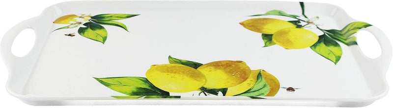 Reston Lloyd Calypso Basics Melamine OttomanServing Tray White Lemon Green Large 07419M - Image 2