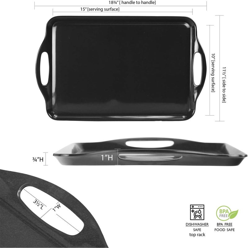 Reston Lloyd Calypso Basics Melamine OttomanServing Tray White Lemon Green Large 07419M - Image 4