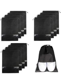 RATSAW 12 Pcs Travel Shoe Bags Portable Large Drawstring Non-Woven Bags Shoes Storage Organizer with Transparent Slot Dust Proof Pouch Space Saving for Daily Travel  - Image 1