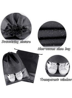 RATSAW 12 Pcs Travel Shoe Bags Portable Large Drawstring Non-Woven Bags Shoes Storage Organizer with Transparent Slot Dust Proof Pouch Space Saving for Daily Travel  - Image 3