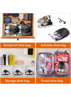 RATSAW 12 Pcs Travel Shoe Bags Portable Large Drawstring Non-Woven Bags Shoes Storage Organizer with Transparent Slot Dust Proof Pouch Space Saving for Daily Travel  - Image 4