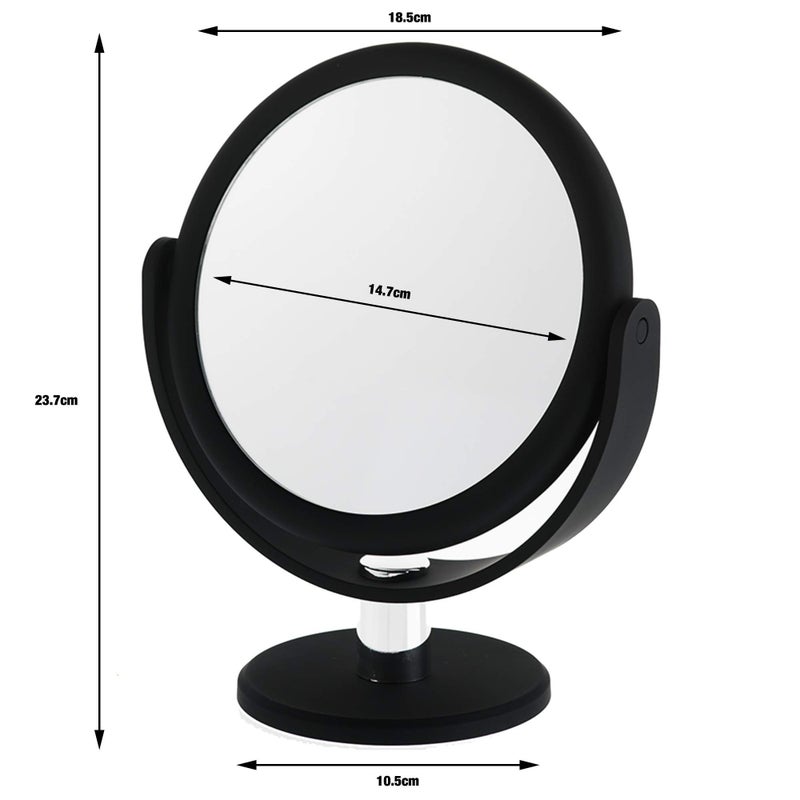 DC DANIELLE Danielle Creations 6.75-Inch Portable Two-Sided Vanity Round Vanity Makeup Mirror, No-Slip Soft Touch with 360 Rotation, 12x Magnification, Midnight Matte Black - Image 3