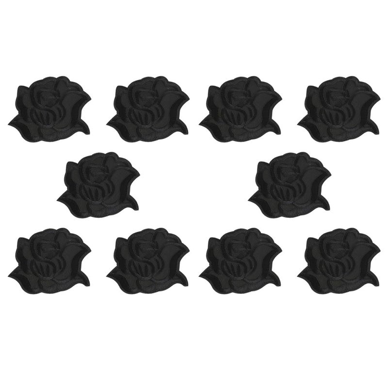 Black Iron On Flower Embroidered Patches For Jacket Repair Decoration DIY Crafts - Image 2