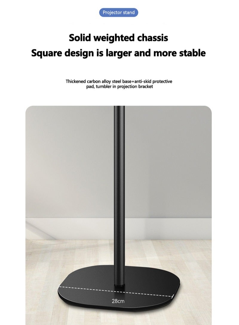 FlashHawk ​​Adjustable Floor Standing Projector Stand with Tray | 85-130cm Height Telescopic | Carbon Steel Base | 20x34cm Pallet​​ - Image 4