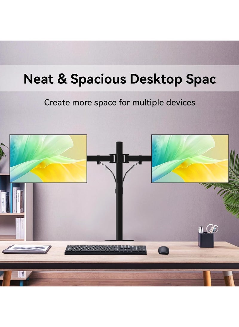 Dual LCD Monitor Desk Mount Stand, Heavy Duty Fully Adjustable Arms with C-Clamp Base and Grommet for 15"- 30" Screens, Max 22lbs for Home, Office, School Black  - Image 4